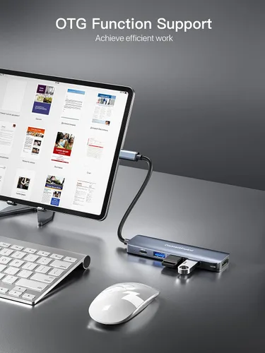 Vista 6 de Hub USB C, adaptador multipuerto USB-C DockteckExpand 5 en 1 con HDMI 4K, entrega de energía de 100 W, 3 puertos de datos USB 3.0 para MacBook