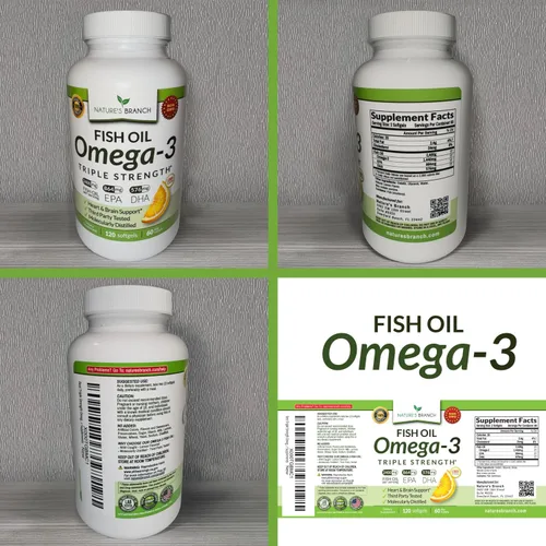 Vista 9 de Aceite de pescado Omega 3 de triple fuerza para la salud del corazón, el cerebro y los ojos - Aceite de pescado EPA y DHA para hombres y mujeres