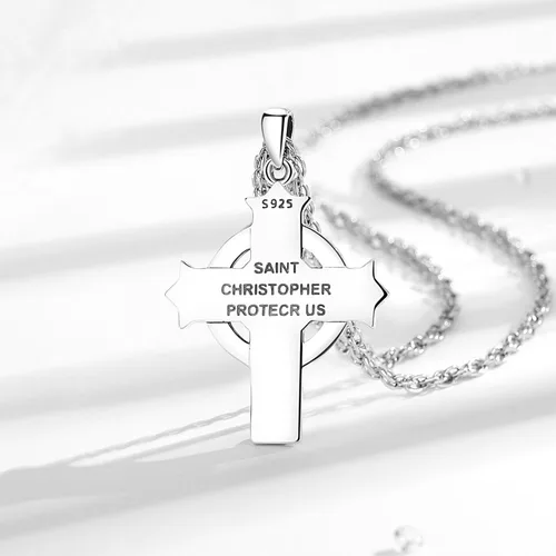 Vista 92 de Vito Collar de plata de ley 925 para mujeres y hombres, San Benito, crucifijo, Caravaca, San Cristóbal, San Judas, medalla patronal, amuleto