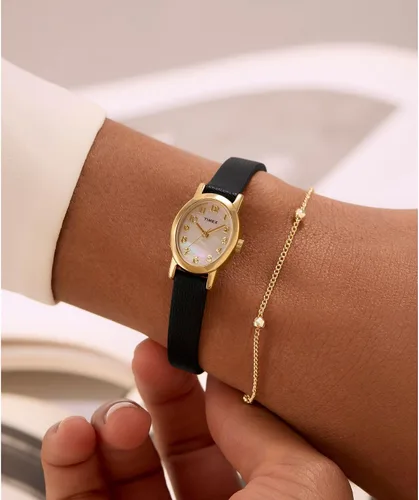 Vista 7 de Timex Cavatina - Reloj para mujer, esfera de nácar con caja dorada Negro