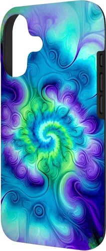 Vista 2 de Tie Dye Colorido Azul Cian Púrpura Verde Diseño Caso para iPhone 17