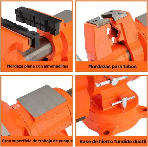 Vista 6 de PONY Tornillo de banco resistente de 5 pulgadas con base giratoria de 360