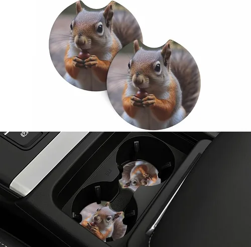 Vista 7 de Portavasos para automóvil, paquete de 2 posavasos absorbentes de ardilla para automóvil, almohadillas antideslizantes para portavasos de bebidas