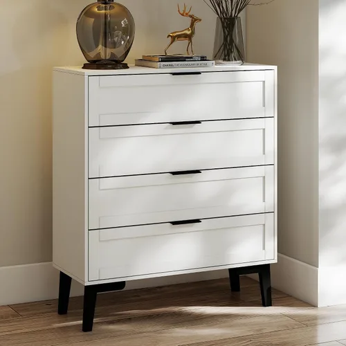Vista 13 de TaoHFE Cómoda negra de 4 cajones para dormitorio, cómoda de lencería de madera para dormitorio, moderna cómoda negra de 36 pulgadas de alto