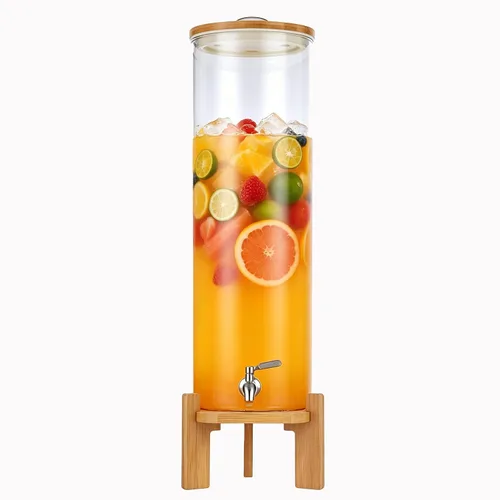 Vista 10 de Dispensador de bebidas, dispensador de bebidas de vidrio de 2.1 galones con soporte, dispensador de agua de vidrio con espita, dispensadores