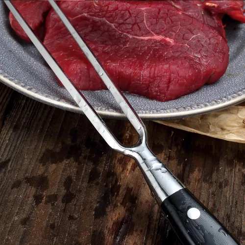 Vista 8 de Juego de cuchillo y tenedor de tallado PAUDIN - 8" Cuchillo de tallado de pavo de acero alemán y tenedor con mango ergonómico, de espiga completa