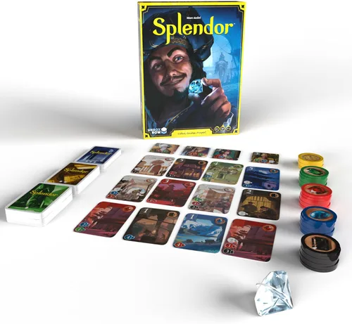 Vista 2 de Asmodee Splendor + Azul - Juego de mesa de estrategia de colocación de azulejos y juegos de construcción de motores para familias y adultos