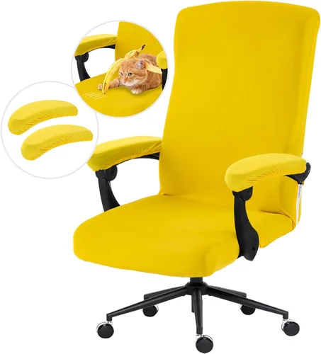 Vista 109 de Fundas elásticas resistentes al agua para sillas de computadora - Protectores lavables para respaldo giratorio y asiento para mascotas - Negro