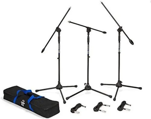 Vista 2 de Samson BL3VP Boom Stand y cable (paquete de 3) y Pyle 3 piezas Kit de micrófono dinámico profesional cardioide unidireccional Vocal Handheld MIC