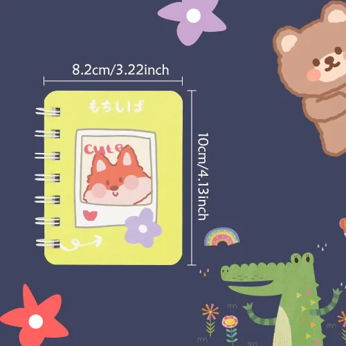 Vista 2 de 4 Pcs A7 Animal Mini Notebooks,Cartoon Small Spiral Pocket Journal Hardcover Note Books Fox Bear Rabbit Crocodile Lined Portable Notepad Diary Party