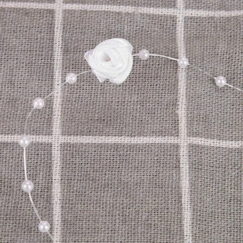 Vista 6 de Rollo de cuentas de perlas, 32.8 ft/rollo de perlas artificiales, cuerda conectada para decoración de fiesta de boda, guirnalda de árboles
