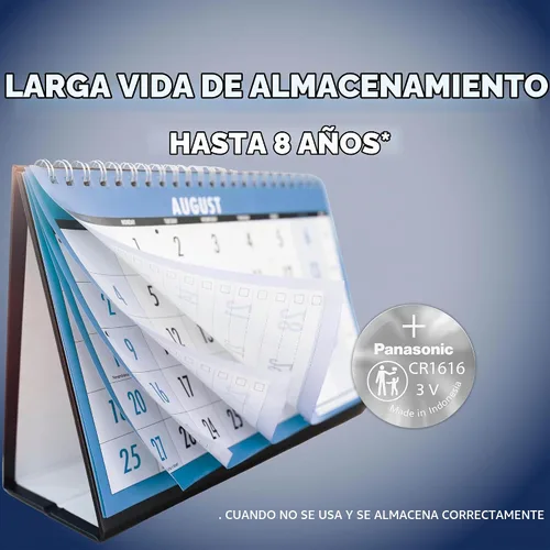 Vista 5 de Panasonic CR1616 pilas de litio de 3.0 voltios de larga duración en celda de moneda en embalaje a prueba de niños, basado en estándares, paquete