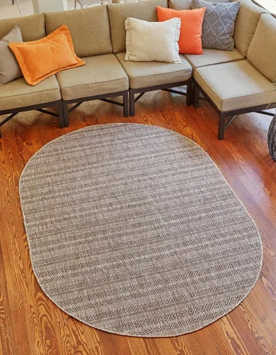 Vista 25 de Unique Loom Outdoor Striped Collection Alfombra de área - Maia (2' 2" x 3' 1" Rectángulo, Beige/Marfil)