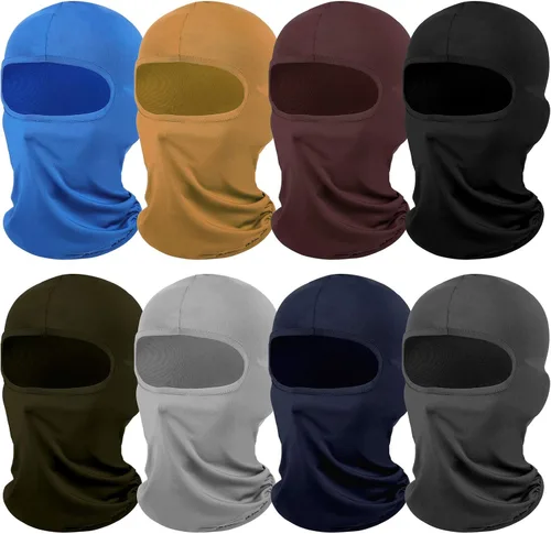 Vista 12 de Máscara de esquí de 8 piezas, máscara de cara completa, protección UV, pasamontañas de seda de hielo de verano, polaina para el cuello, para mujeres