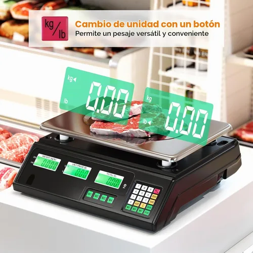 Vista 3 de Goplus Báscula de cálculo de precios de 88 lb/40 kg, báscula digital comercial de alimentos con función de conteo, plataforma de acero inoxidable