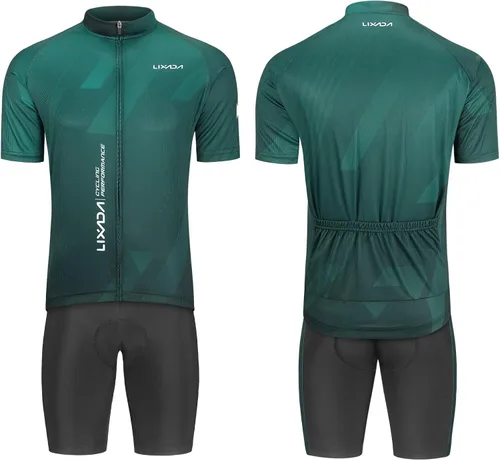 Vista 33 de Lixada Camiseta de ciclismo para hombre de manga corta con pantalones cortos acolchados de secado rápido para verano, ropa corta para bicicleta