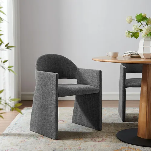 Vista 12 de Modway Talia Performance - Sillón de comedor de terciopelo en alabastro, moderna silla de comedor curvada con respaldo abierto, silla de barril