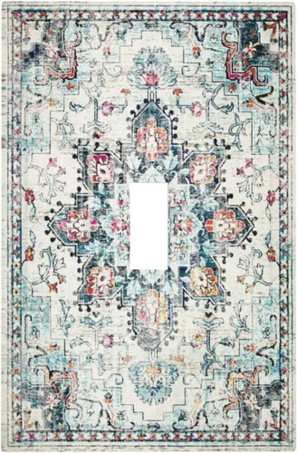 Vista 138 de Cubierta de Interruptor de Luz de Estilo Boho Vintage de los 70 Sol Arcoíris Champiñón Floral Rocker Individual 1 Gang Cubierta de Enchufe