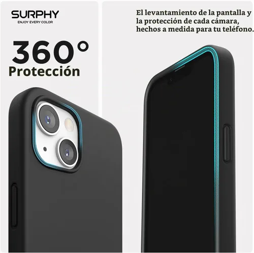 Vista 3 de SURPHY Funda magnética diseñada para iPhone 13 Mini, compatible con MagSafe (versión 2021 de 5.4 pulgadas), funda de silicona líquida con forro