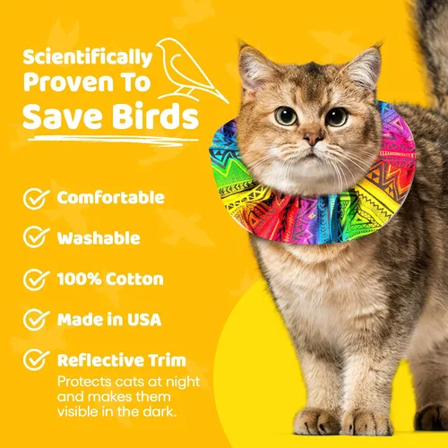 Vista 3 de Birdsbesafe® Funda para collar de gato para pájaros, collar de gato con advertencia de pájaros, científicamente probado para ayudar a evitar que tu