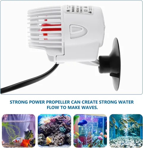 Vista 3 de INOOMP Aquarium Wave Maker Pump with Suction Cup Bracket Powerful Circulation and Water Cleaning for Fish Tank Quiet Plastic Surf Pump with US Plug