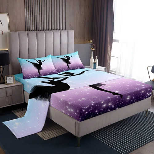 Vista 12 de Juego de sábana bajera ajustable de teñido anudado para niñas, juego de ropa de cama con diseño de arco iris degradado de arcoíris, lindo juego