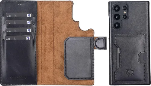 Vista 130 de Venito Florence - Funda de piel compatible con Samsung Galaxy S9, extra segura con bloqueo RFID, cartera desmontable para teléfono (gris decolorado)