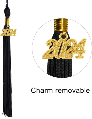 Vista 4 de GraduationMall Gorra y vestido de graduación Masters con borla negra 2024 unisex