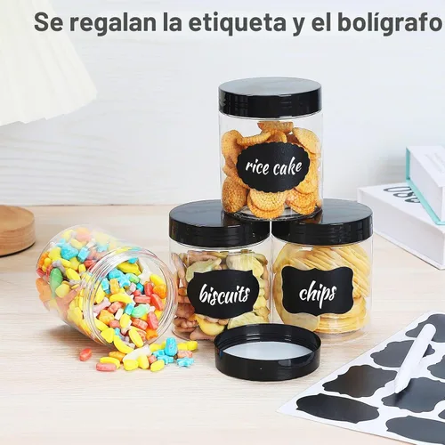 Vista 4 de Frascos con Tapas, 48 piezas Recipientes de Plástico de 8 oz con Tapas Etiquetas de Pluma A Prueba de Fugas Sin BPA Herméticos Rellenables Tapa