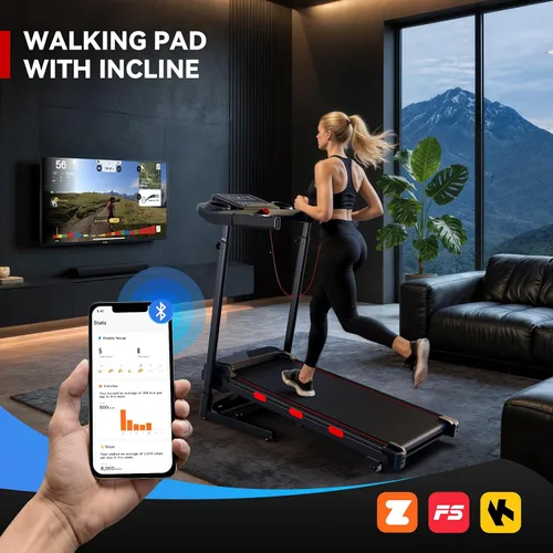 Vista 7 de Cinta de correr inclinada de 8.7 MPH para correr y caminar, cintas de correr BLDC silenciosas de 3.5 HP para el hogar con tecnología de doble
