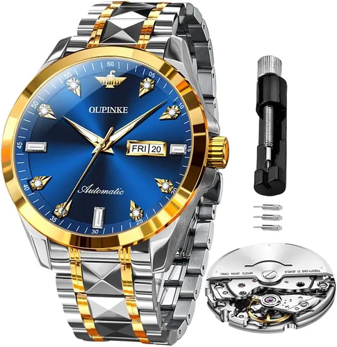 Vista 12 de OLEVS - Relojes de acero inoxidable para hombre, reloj de negocios y vestir de gran tamaño, fácil de leer, analógico, impermeable, luminoso, casual