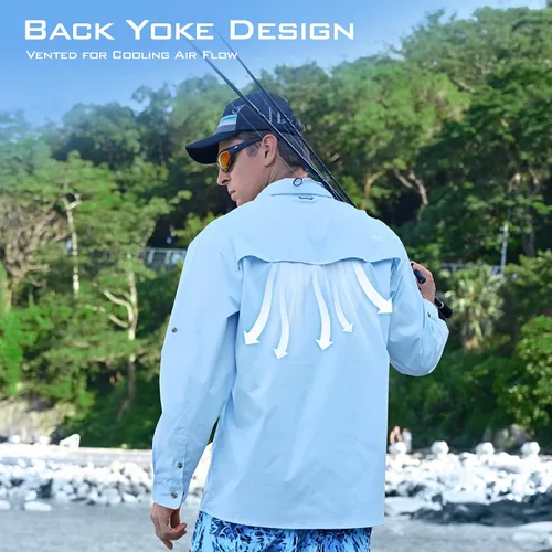 Vista 6 de KastKing ReKon Men's Fishing Shirts Smart Design, UPF 50+ Quick-Dry Breathable, Roll-Up Long Sleeve Button-Down Shirts