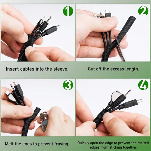 Vista 5 de Funda de organización de cables divididos de 10 pies, protector de cable de telar de alambre para cables de arnés automotriz de alta temperatura