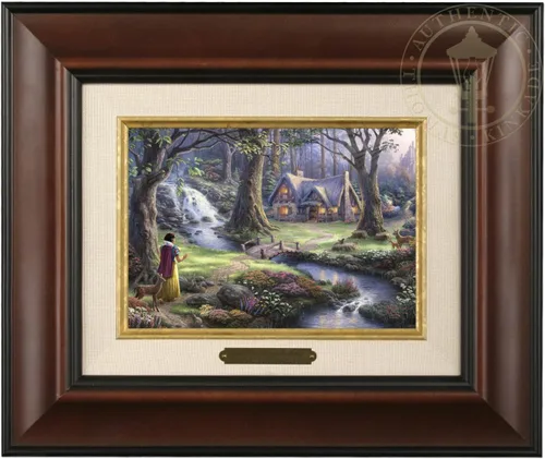 Vista 3 de Thomas Kinkade Disney Snow White Discovers the Cottage Brushwork (marco de burl)