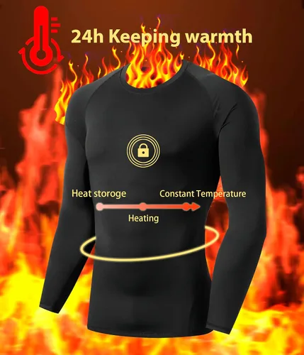 Vista 3 de 5 or 4 Pack Men's Thermal Compression Shirt Fleece Lined Long Sleeve Athletic Base Layer Cold Weather Gear Workout Top