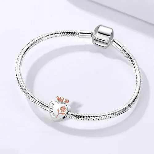Vista 3 de NanMuc Corazón de oro rosa mamá I Love You Forever Crown Joyería para mujer Charms para pulseras para madre