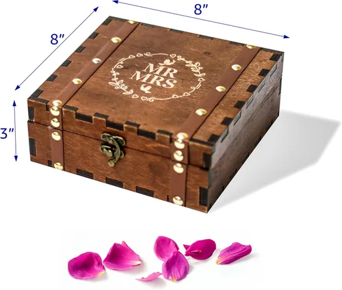 Vista 2 de Trademark Innovations Caja de regalo de boda, caja de memoria con tapa, caja de memoria para recuerdos, regalo de recién casados
