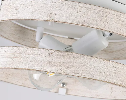 Vista 6 de Moderno de granja ?Blanco antiguo con aspecto desgastado lámpara de techo empotrada de 2 luces lámpara de techo de tambo de madera montaje
