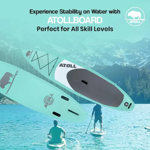 Vista 7 de Atoll Inflatable Paddle Board with Premium SUP Stand Up Paddle Board Accessories & Back Pack, Non-Slip Comfort Deck for Unisex Adult