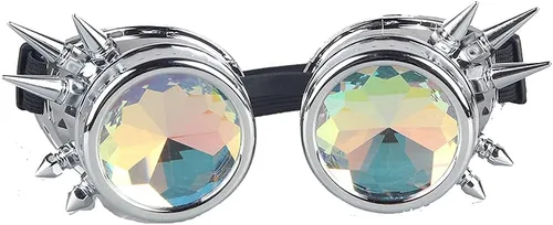 Vista 28 de Gafas caleidoscopio para raves trippy psicodélico steampunk con lentes de cristal de difracción de prisma arcoíris