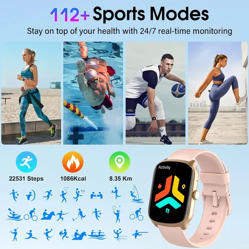 Vista 4 de Reloj inteligente para hombres y mujeres, reloj inteligente HD de 1.95 pulgadas (marcación/respuesta de llamadas), monitor de frecuencia