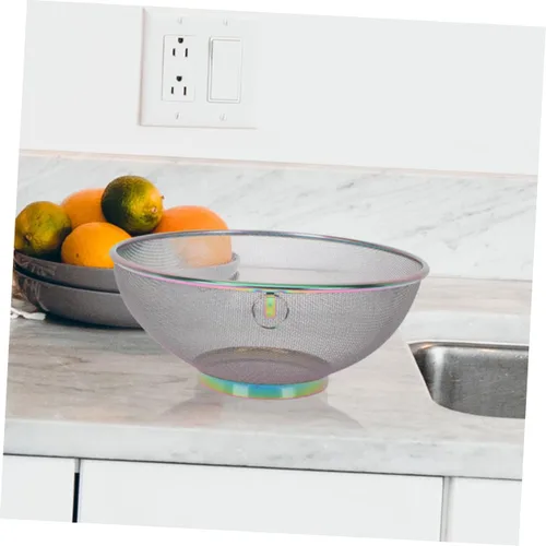Vista 8 de TEHAUX Stainless Steel Fine Mesh Rice Strainer Bowl Colander for Washing Grains and Vegetables Smooth Polished Surface Kitchen Rinsing Basket