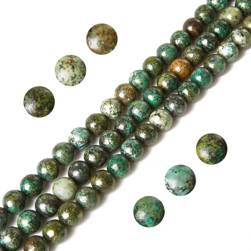 Vista 4 de 60 piezas de cuentas de turquesa africana natural de 6 mm, cuentas de piedras preciosas naturales, cuentas sueltas redondas para hacer joyas