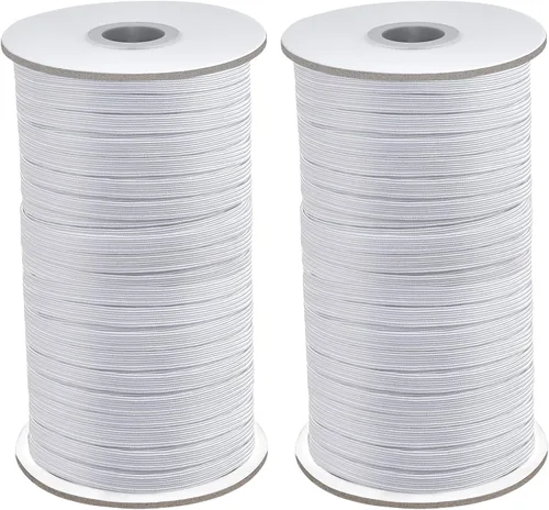 Vista 10 de Coopay Bandas elásticas planas de 1/2 pulgada de largo y 100 yardas de largo, cuerda elástica plana para coser proyectos de bricolaje, artes y Blanco