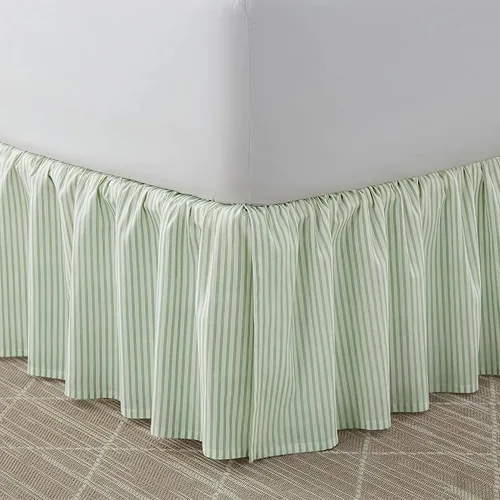 Vista 7 de Laura Ashley - Falda de cama individual, tela 100% algodón con una construcción suave y ligera, longitud de caída de 14.5 pulgadas, diseño de ropa
