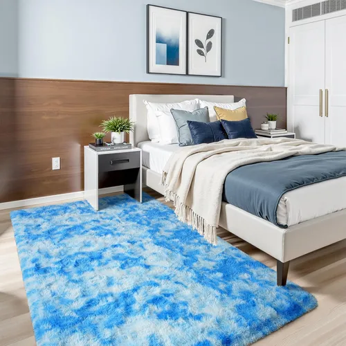 Vista 40 de Terrug Alfombra Corredor Negra Esponjosa para Dormitorio, 2x6 Pies Lindas Alfombras de Área de Pelo Largo para Pasillo, Alfombra de Felpa Suave