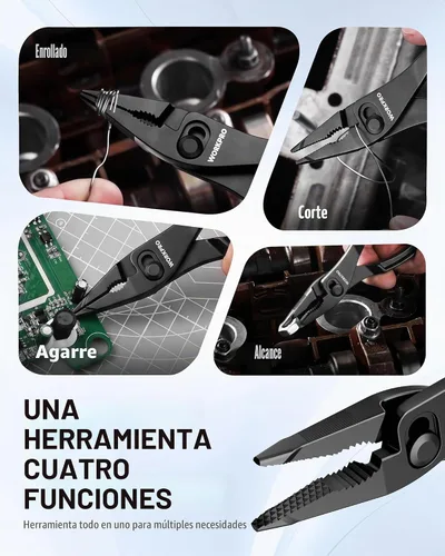 Vista 9 de WORKPRO Alicates de junta deslizante de punta larga de 4.5 pulgadas, alicates ajustables de acero de aleación de alta resistencia con interruptor
