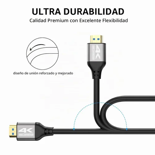 Vista 6 de Cable HDMI 4K de 50 pies, cable HDMI 2.0 de alta velocidad, compatible con 4K @60Hz, ARC, HDR, 3D, Ethernet, compatible con TV, Blu-Ray, PS4/5