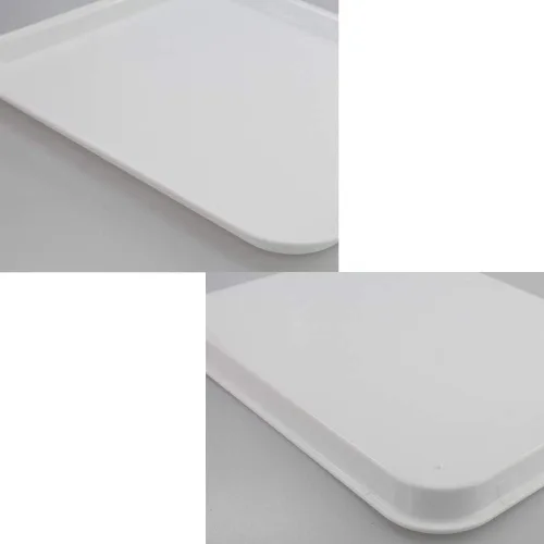 Vista 4 de Inhouse Bandeja de plástico blanco rectangular, 17.2 x 13.5 x 0.9 pulgadas (4 paquetes)