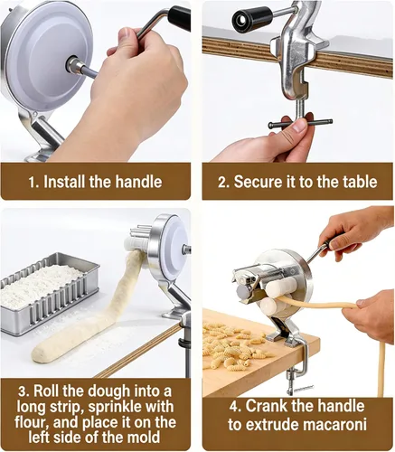 Vista 3 de Máquina manual de pasta Cavatelli, aluminio resistente, fácil operación, antiadherente, compacta para ñoquis de cocina en el hogar